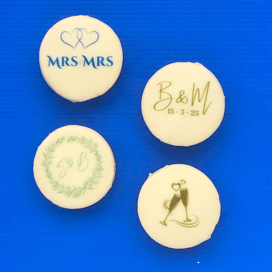 Custom printed wedding cookies