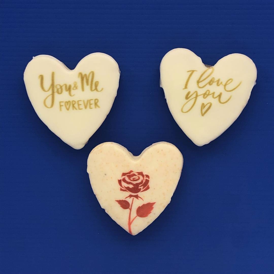 heart custom printed valentines cookies