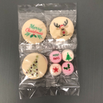 Christmas Treat Bag including three cookies and one four pack of marshmallows