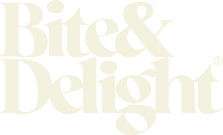 Bite & Delight Logo Stacked White