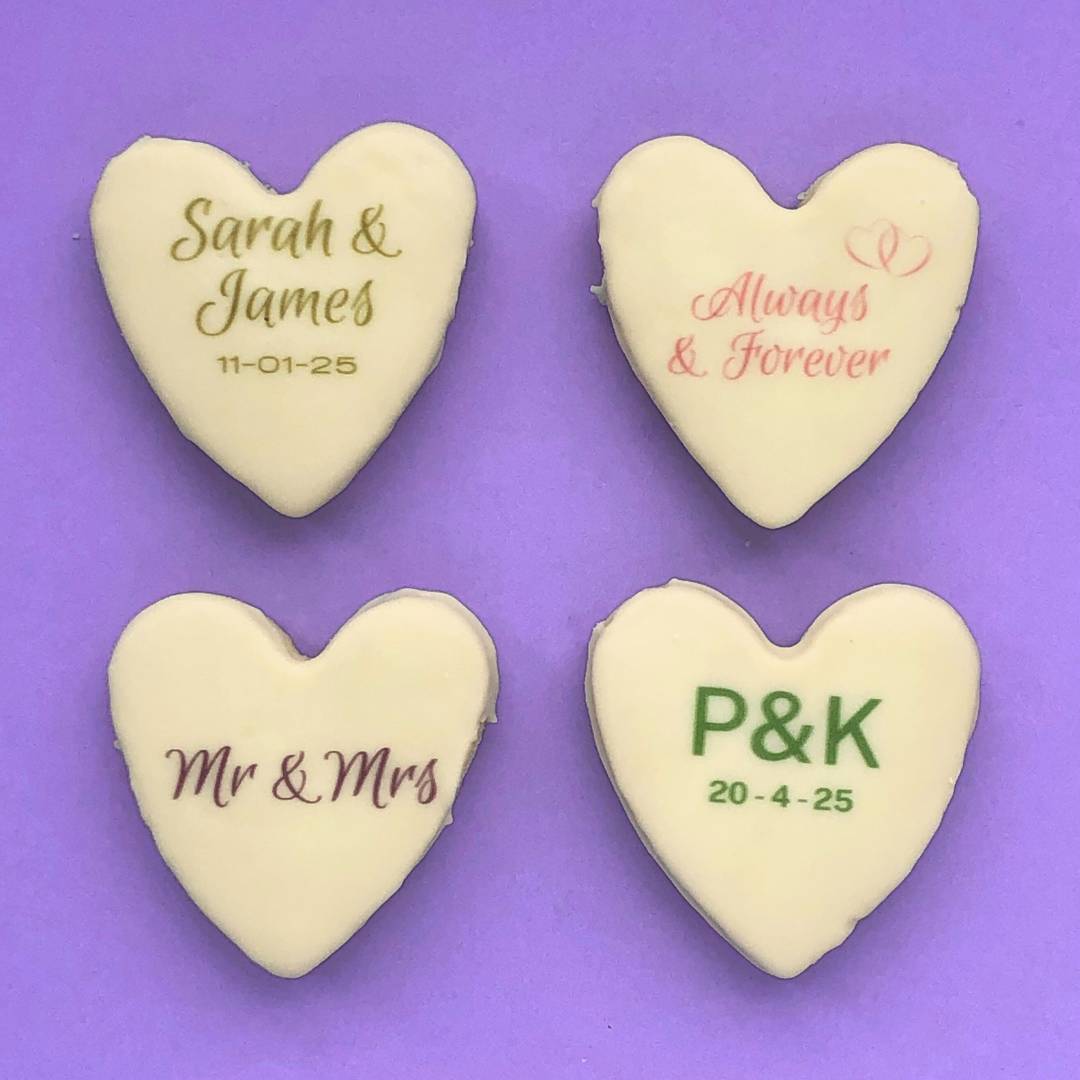 Heart Wedding custom printed cookies