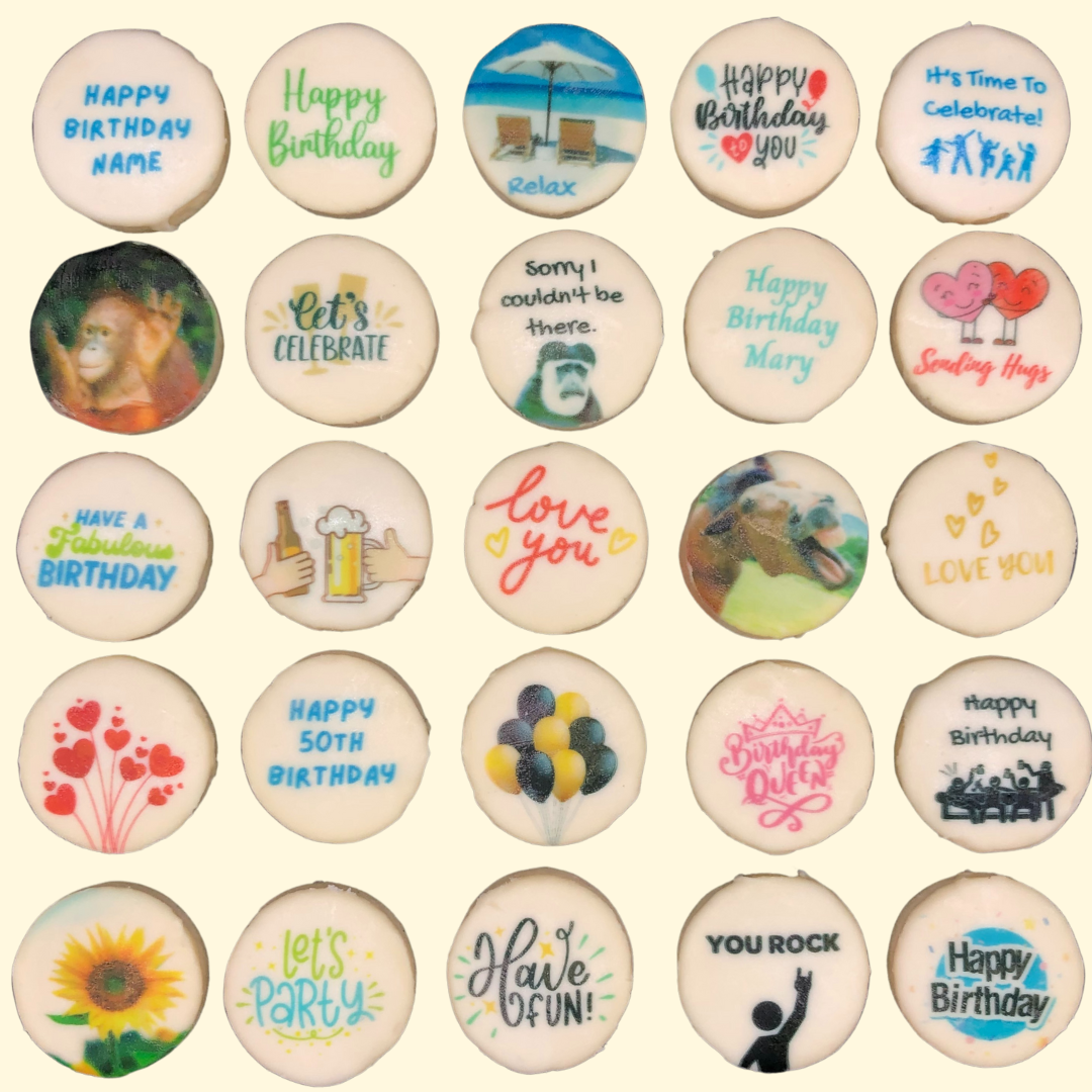 Premium small shortbread custom printed cookies for Birthdays